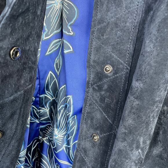 Isaac Mizrahi Live Blue Suede Leather Moto Jacket Coat Fall Winter Womens 22W 22 - Picture 7 of 13